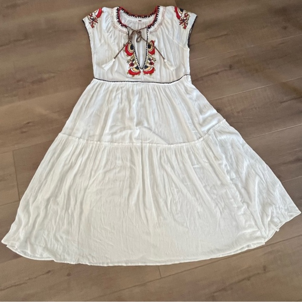 Free People‎ White Embroidered Maxi Dress Boho Cottagecore Hippy Y2K Romance 43” - Picture 9 of 14